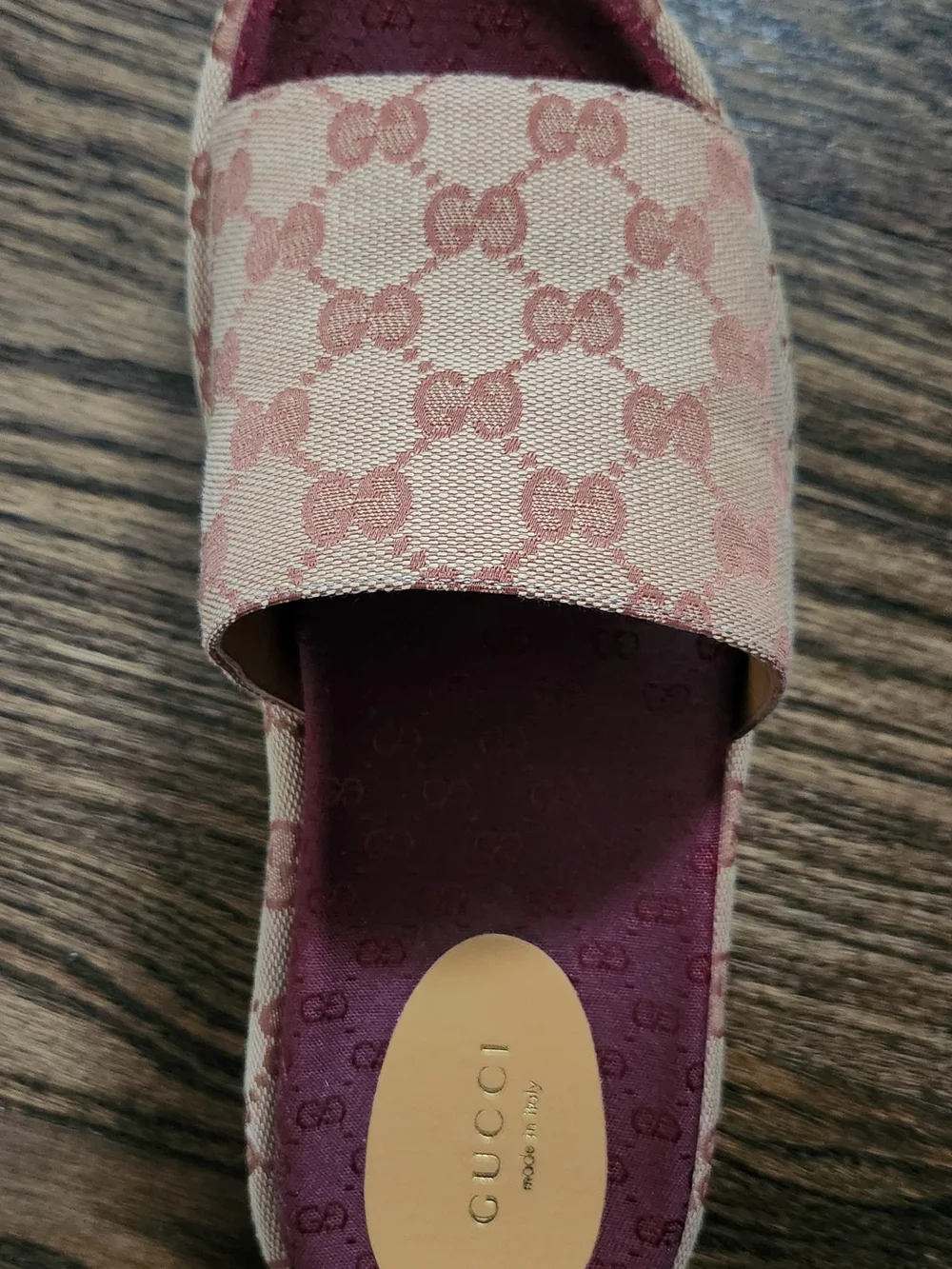 Gucci Canvas GG Monogram Angelina Platform Slide Sandals